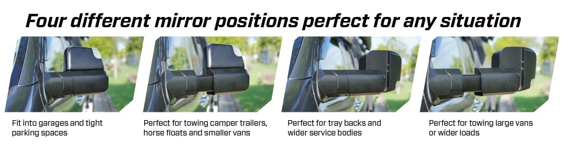 Four Mirror Positions of MSA 4X4 Towing Mirrors